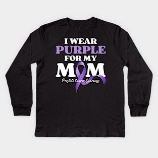 I Wear Purple for my Mom Cancer Awareness Kids Long Sleeve T-Shirt